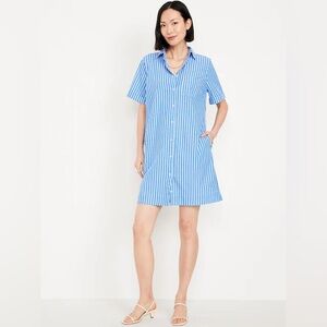 Old Navy Striped Button Front Shirt Dress Size XL Pockets Spring